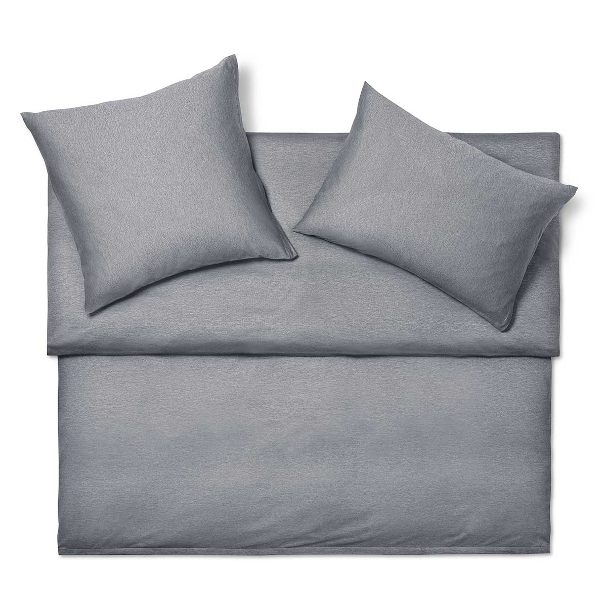 Caspar Bettwäsche in Grau Caspar Bettwäsche Set in Grau, bestehend aus Kissen und Decke, auf weissem Hintergrund.