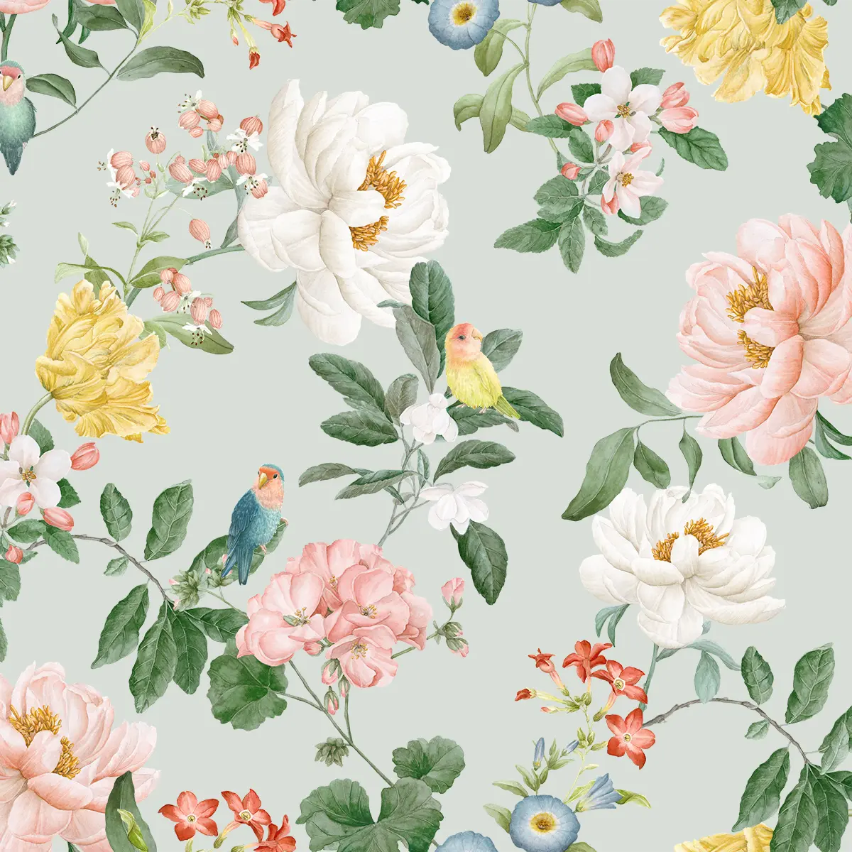 Bettwäsche Artemis mit floralem Design Nahaufnahme der Bettwäsche Artemis mit floralem Design, die bunte Blüten und Blätter zeigt.