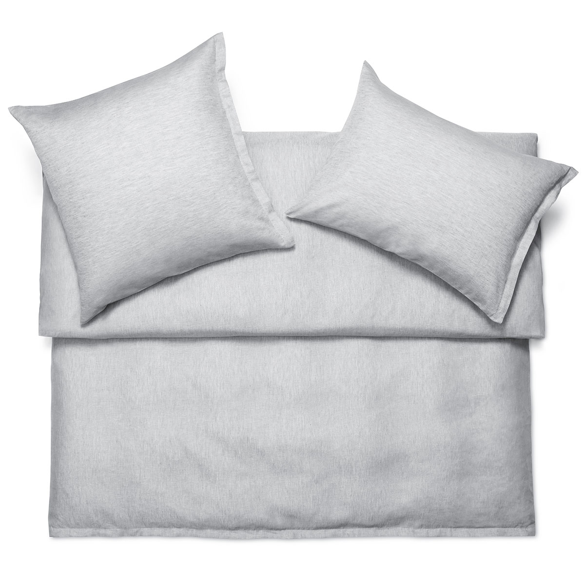 Levin Bettwäsche Set in Grau Graues Bettwäsche Set Levin mit zwei Kissen und Decke aus sanftem Stoff.